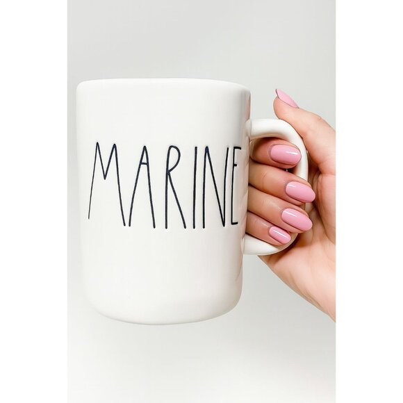Rae Dunn CERAMIC Cup Mug Coffee MARINE White New - Picture 9 of 9